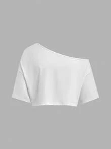 Flirla 大码三件套短袖T恤套装，黑白灰，夏季，露肩设计