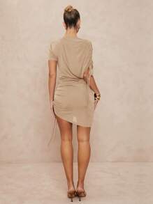 Lumalex Premium Party/Spring Festival/Wedding Mini Dress For Women - Khaki - View 4