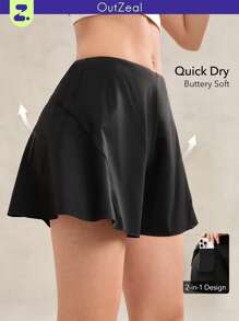 OutZeal Gonna sportiva con pantaloncino interno in nylon tecnico ad assorbimento di umidità, morbida al tatto, con vita alta e tasche, adatta per il tennis e l'uso quotidiano