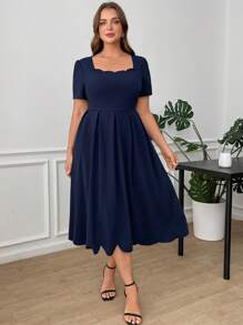 Ellevyn Plus Size Elegant Square Neckline Seashell Edge Plain Color Dress For Women,Graduation Dress,Graduation Dresses For Women,White Graduation Dress,Graduation Outfit, ,Summer Dress,Graduation Dress,Dresses For Women Summer,Wedding Guest Dress Women Prom Dress,Elegant Dresses For Party,Birthday Dresses For Women,Dresses For Women Elegant,Elegant Dresses For Women