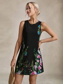 SHEIN LUNE Floral Print Tank Dress