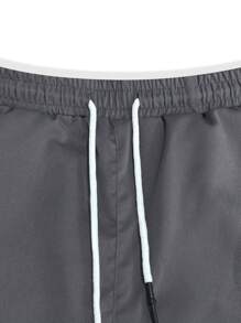 Manfinity Homme Pantalones cargo casuales de color liso y minimalistas con cordones para hombres