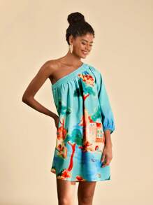 Travachic Women's Summer Vacation Printed Loose Halter Dress,Summer,Summer Outfits For Women,Beachwear,Easter,Beach Outfits For Woman,Vacation Outfits Women,Concert Outfit Women,BOHO,Music Festival,Tropical Vacation Woman Clothes,Romantic,Summer Dresses For Women,Bohemian Clothes