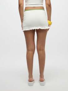 SUMWON WOMEN 运动迷你裙荷叶边下摆露背网球运动舞蹈健身表演练习弹力运动服啦啦队滑冰队服 96 号 - 白色 - 查看 2