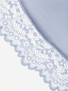 LUVLETTE 柔软棉质荷叶边蕾丝花边纽扣短款透气蓝色女士睡衣套装，含带口袋的短裤和四角裤