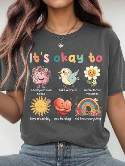 Glissea Notes To Self Retro T-Shirt, Hippie Motivational, It's Okay To Not To Be Okay, Mental Health Matters, Positive Vibes T-Shirt