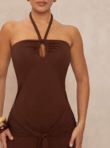 Lumalex 女士优雅纯色吊带连衣裙