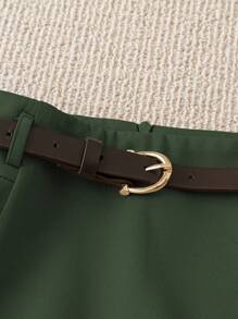 Franclia Women's Minimalist Color Pocket Shorts With Belt, Versatile Work Commute Style