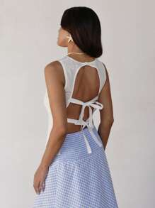 Roylia Blusa casual con espalda hueca de moda para mujer - Blanco - Ver 1