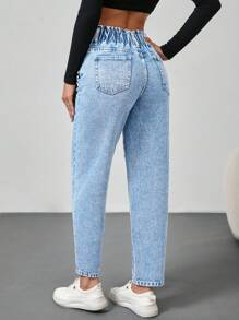 SHEIN Tall Quần Jeans Nữ Quần Ôm Vừa Vặn Thường Ngày Quần Ống Côn Cạp Rộng Quần Jeans Xanh Cao Cấp Quần Jeans Nữ Quần Nữ Quần Mùa Đông Trang Phục Cao Bồi Nữ Quần Áo Nữ Quần Nữ Quần Áo Mùa Hè Nữ - Rửa nhẹ - Xem 6