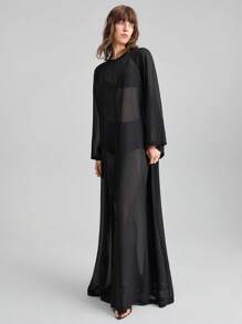 Ontre Vestido transparente de unicolor sexy para mujer