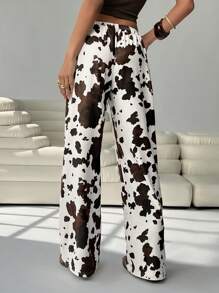 SHEIN EZwear 牛纹休闲宽松女裤