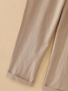 Franclia 女士纯色简约日常休闲长裤 - 卡其色 - 查看 4