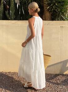 Livesso 女士白色休闲度假连衣裙，夏季新品 - 白色 - 查看 2