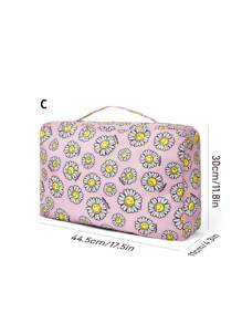 SmileyWorld® | SHEIN Cute Smiling Face Daisy Printed Polyester Travel Storage Bag, Mesh Surface, Classified Storage, Multiple Sizes To Choose From, Suitable For Various Bag Sizes, Very Suitable For Short Trips, Long Trips, Daily Home Storage And Other Scenarios, Suitable For Boys, Girls, Men, Women And Students