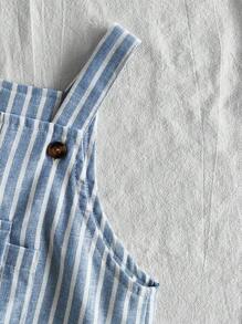 Vintaside Kids Conjunto casual de niño bebé con camiseta de manga corta de cuello redondo y unicolor, y pantalón corto a rayas - Azul - Ver 6