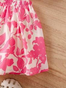 SHEIN Babygirl Lemon Print Suspender Top And Mini Skirt 2-Piece Suit, Cute Summer Holiday - Pink - View 8