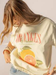 Aralina 女士夏季度假图案宽松T恤 - 黃色 - 查看 8