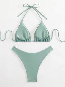 Swim Basics 女士简约时尚休闲日常泳衣套装 - 綠色 - 查看 2