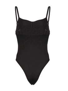 INAWLY Body ajustado sin mangas con fruncido de unicolor para mujer