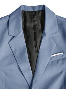 Manfinity Mode Men's Solid Color Single-Breasted Long Sleeve Suit Jacket & Pants 2-Piece Set