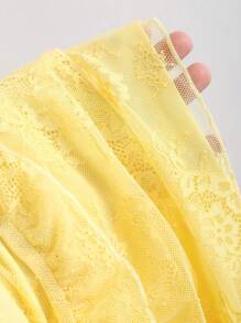 Sweetra 女士浪漫优雅纯色多层蕾丝短裙 - 黃色 - 查看 5