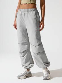 Hanevo 女式浅棕色运动松紧腰直筒裤