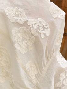 SHEIN 夏季休闲度假波西米亚风花卉孕妇衬衫 - 杏色 - 查看 7