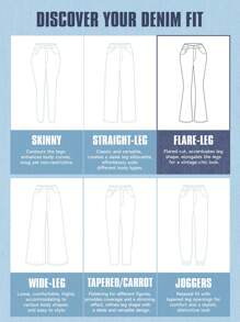 SHEIN EZwear High Stretch Workwear High Waist Stretchy Women's Denim Flared Pants, Khaki, Fall Women Clothes