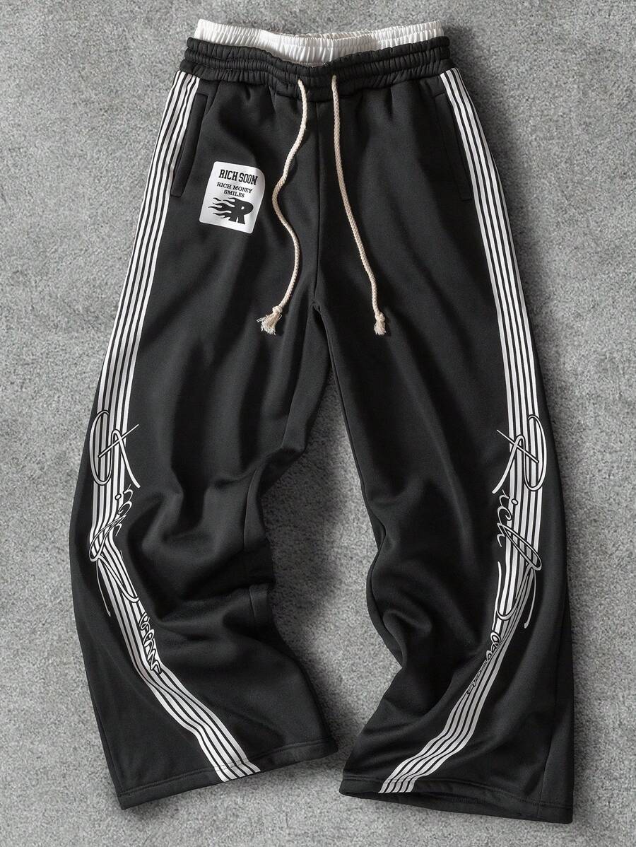 Manfinity EMRG 男士印花抽绳腰休闲裤，适合夏季街头服饰