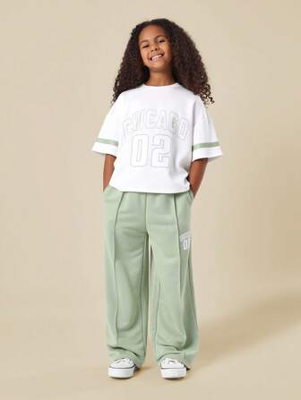 SUMWON Chicago Athletic Varsity Co-Ord-Set Universitätssport Lässig Zweiteiler Athletic Stil Herbst Winter Streetwear Loungewear Oversized Campus Jugend-Outfit