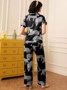 2件套女士豹纹睡衣套装（节日季） - 彩色 - 查看 2