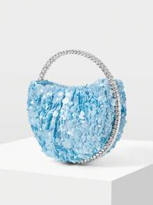 MOTF PREMIUM 女士时尚亮片水钻手提包 - 藍色 - 查看 2