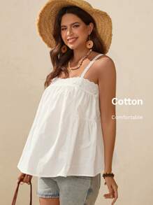 Boho Mama Maternity Women Cami Top & Camisole, Solid Color, Fashionable For Summer Summer Outfits For Women - White - View 1