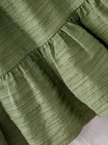 SHEIN Vestido corto holgado con textura de tirantes sueltos en verde, adecuado para vacaciones de verano para bebé niña