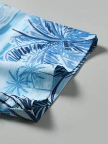 Manfinity RSRT Bộ áo sơ mi ngắn tay và quần short họa tiết lá chuối thường ngày dành cho nam, trang phục thoải mái khi đi nghỉ - Màu xanh lam - Xem 7