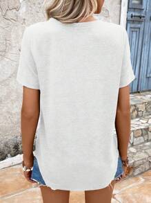 EMERY ROSE Women's Slim Fit Abstract Design T-Shirt, Suitable For Summer - Multicolor - View 2