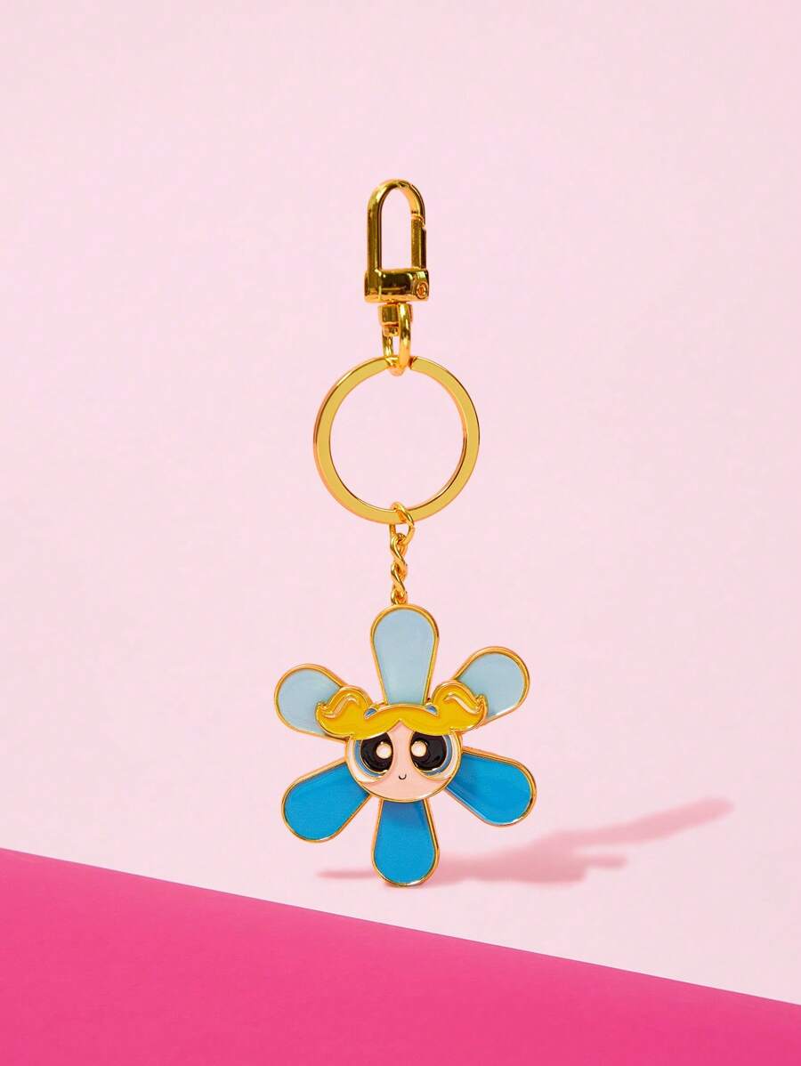 THE POWERPUFF GIRLS X SHEIN Flor giratoria de metal con patrón de burbujas - Azul - Ver 1