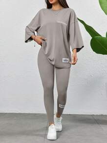 Mulvari Women Two Pieces Outfits For Daily Wear - Light Grey - View 4