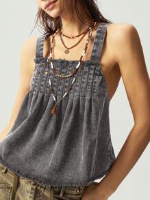 Bohemela Women's Summer Casual Washed Backless Camisole - Grey - View 1