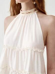 Camiseta sin tirantes estilo bohemio, top versátil y favorecedor para vacaciones - Albaricoque - Ver 7