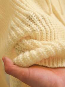 CosyJoli Plus Size Casual Romantic Simple Versatile College Style Bowknot Loose Casual Yellow Knitted Cardigan, Autumn/Winter Fall