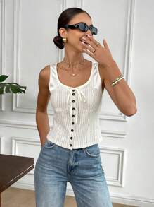 SHEIN Frenchy Top de tirantes a rayas color albaricoque 2 en 1 para mujer, nueva llegada de verano - Albaricoque - Ver 5