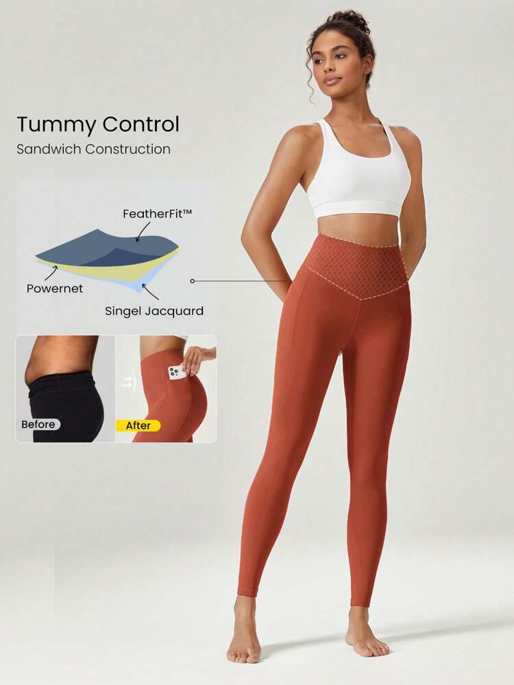Calzas de cintura alta y control del vientre de 26" FeatherFit™ de felpa cálida, de bajo impacto, para yoga y uso diario en invierno