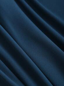 Sweetra 女士复古优雅提花褶皱阔腿裤，秋冬 - 藍色 - 查看 5