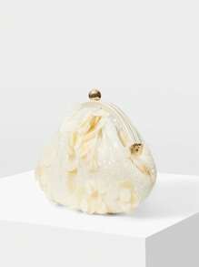 MOTF PREMIUM 亮片 KISS LOCK 手拿包 - 白色 - 查看 3