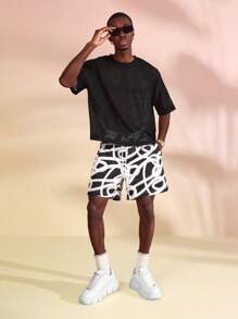 SUMWON 宽松夏季网眼针织 T 恤透气运动休闲街头服饰节日轻便海滩夜店派对休闲超大运动风格