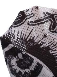 Manfinity EMRG Men's Mesh V-Neck Printed T-Shirt + Drawstring Short Sleeve Suit Set - Multicolor - View 4