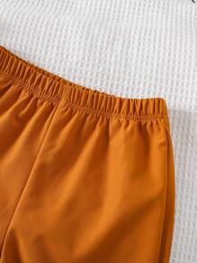 WESTFADE Young Completo casual da ragazzo composto da una maglietta a maniche corte monopetto di colore unito e pantaloncini, 2 pezzi