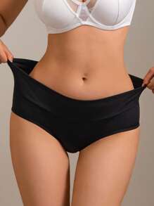 SHEIN Bequeme schwarze Panties mit Hohldesign-Dreieck, modisch für den Sommer - Schwarz - Übersicht 5